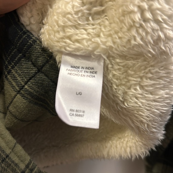 Lucky Brand cotton flannel shirt jacket with Sherpa lining. SZ Large. Snap  NWT - Picture 5 of 6